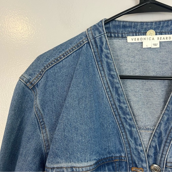 Veronica Beard Keaton Blue Denim Cropped Jacket Size Large - Picture 4 of 15